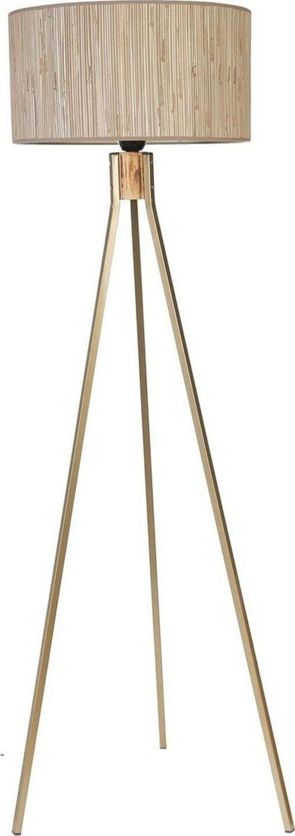 Lumexx Fısco Tripod Eskitme Lambader Silindir Bambu 09 Abajurlu - Image 1