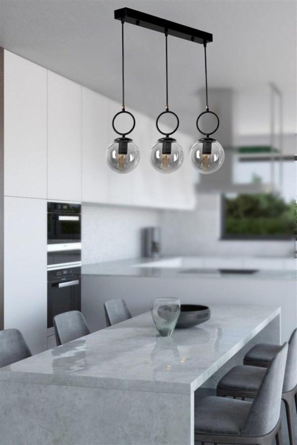 Lumexx Morino 3 Lü Sıralı Füme Camlı Siyah Sarkıt - Image 1