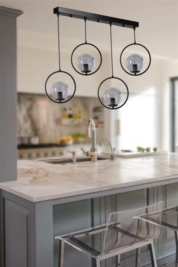 Lumexx Ring 4 Lü Sıralı Füme Camlı Siyah Sarkıt - Image 1