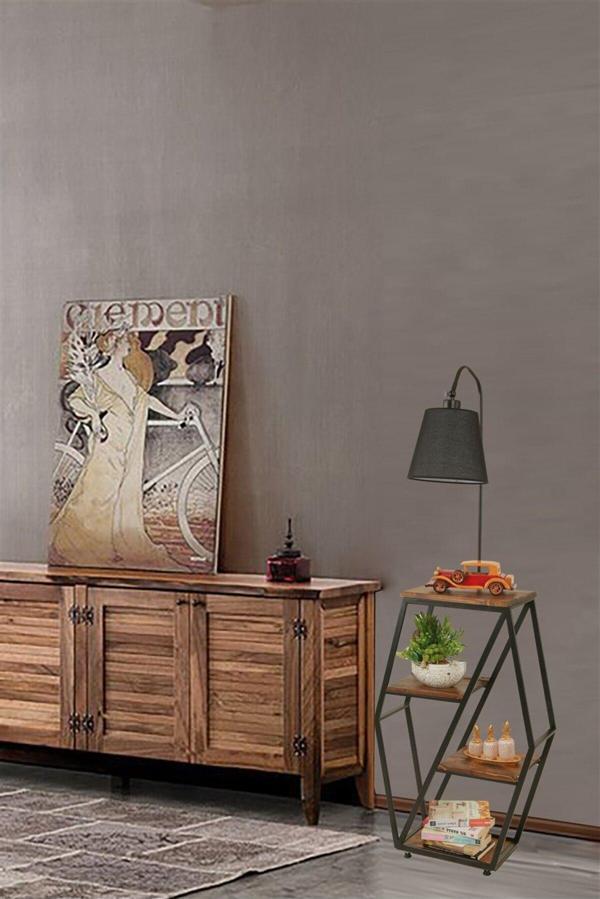 Lumexx Sembol Ceviz Lambader Pramit Hasır Siyah Abajurlu - Image 1