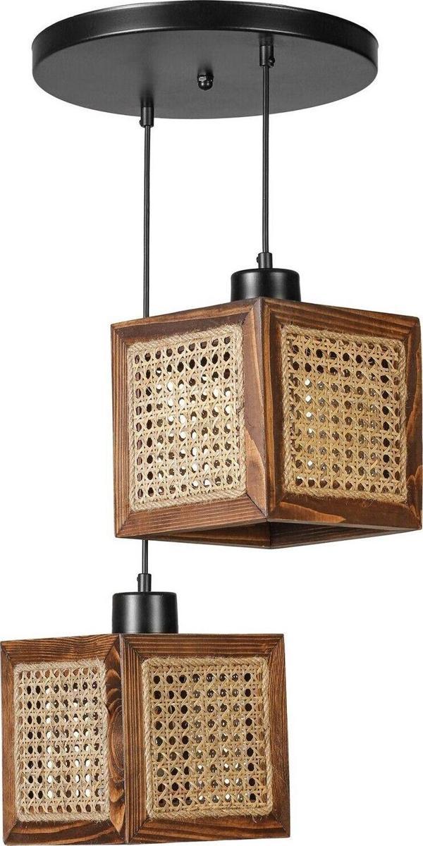 Lumexx Kumsal 2 Li Tepsili Ceviz Rattan Avize - Image 1