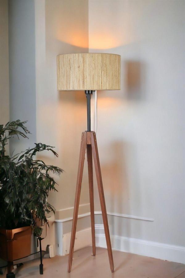 Lumexx Kanarya Ceviz Lambader Silindir Bambu 010 Abajurlu - Image 1