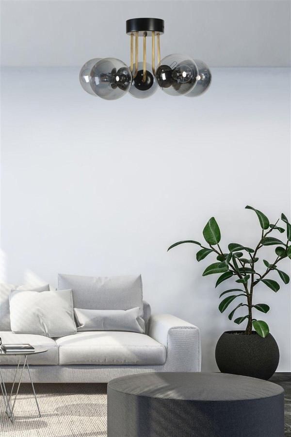 Lumexx Pablo 5 Li Siyah Füme Camlı Avize - Image 1