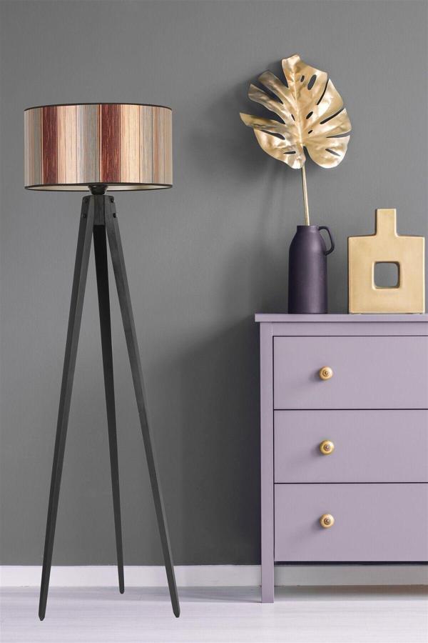 Lumexx Tripod Siyah Silindir Renkli Abajurlu Lambader - Image 1