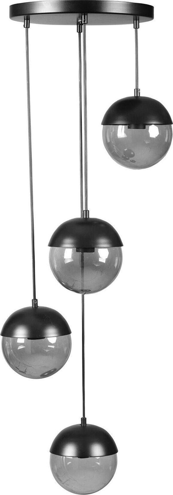 Lumexx Küre 4 Lü Tepsili Siyah Füme Camlı Sarkıt - Image 1