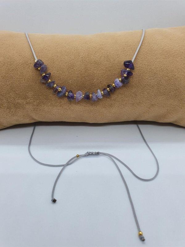 Sertifikalı Ametist Taşı Tasarım Kolye Ayarlanabilir Orijinal Doğal Taş Çok Fonksiyonlu Kolye - Image 1