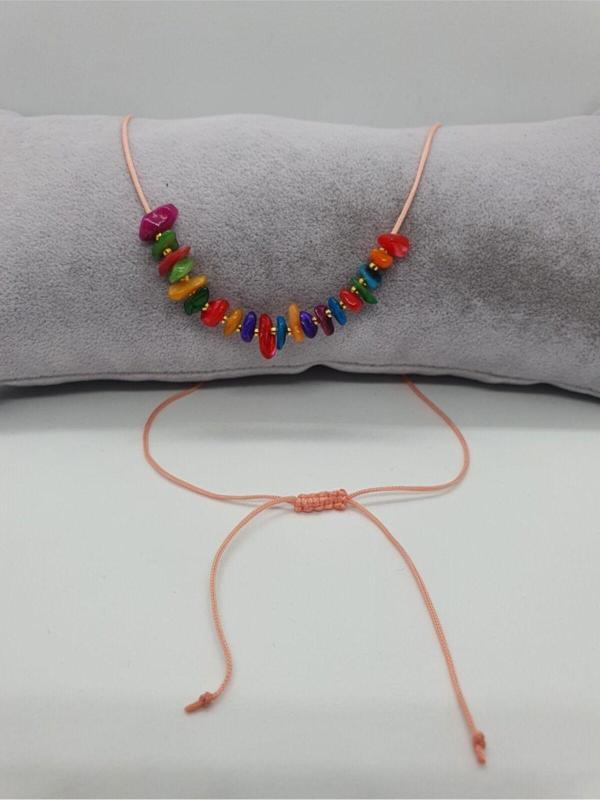 Sertifikalı Renkli Sedef Taşı Tasarım Kolye Ayarlanabilir Orijinal Doğal Taş Çok Fonksiyonlu Kolye - Image 1