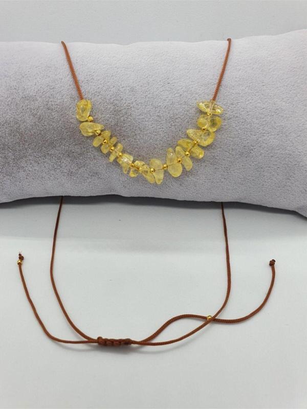 Sertifikalı Sitrin Taşı Tasarım Kolye Ayarlanabilir Orijinal Doğal Taş Çok Fonksiyonlu Kolye - Image 1