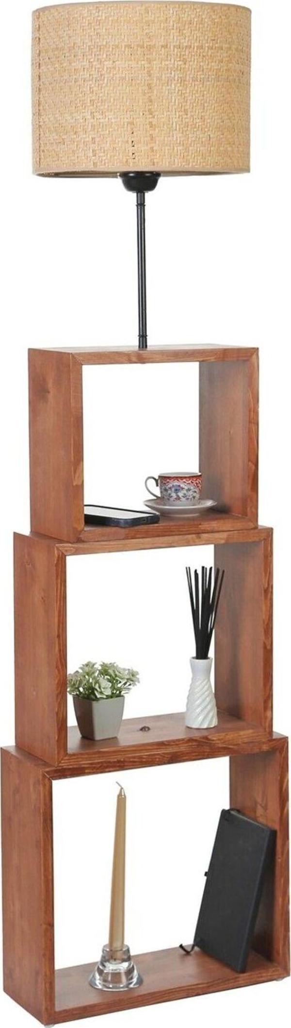 Lumexx Puzzle Ceviz Lambader Hasır Rattan Abajurlu - Image 1