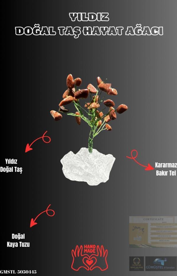 Sertifikalı Doğal Taş Yıldız Taşı Dekoratif El Yapımı Ağaç - Image 1