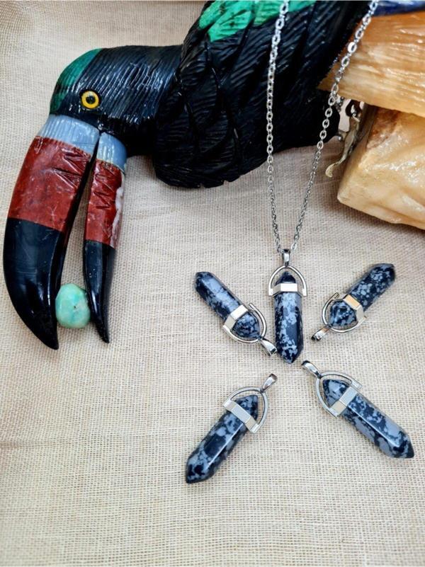 Sertifikalı Obsidyen Doğal Taş Pandül Kolye - Image 1