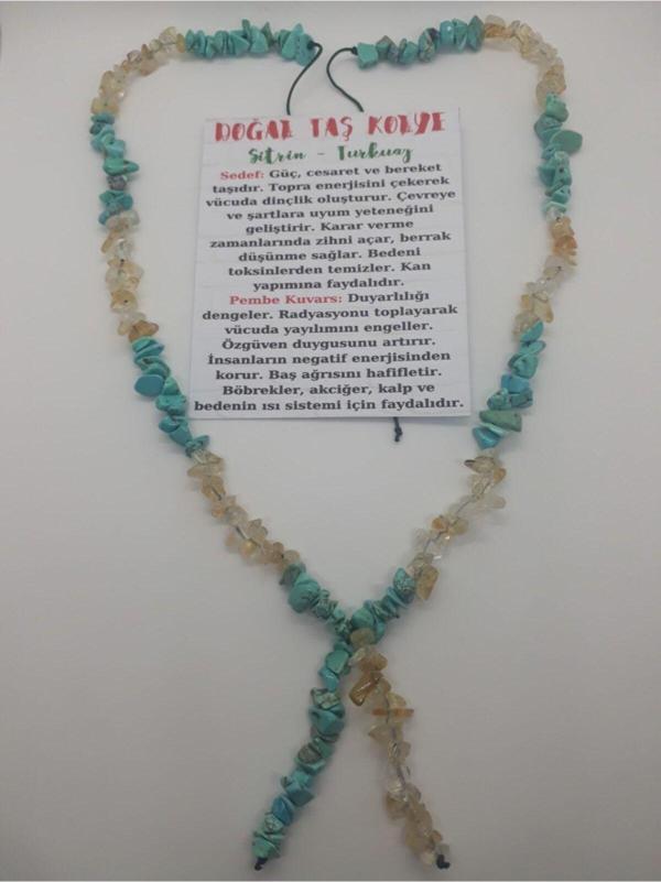 Sertifikalı Sitrin Turkuaz Doğal Taş Kolye - Image 1