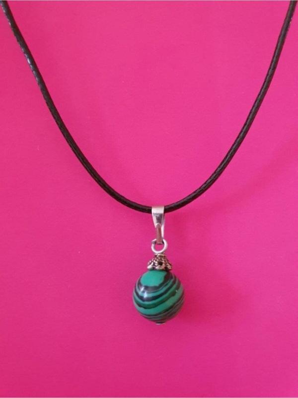 Sertifikalı Orijinal Malahit Doğal Taş Bijuteri Kolye - Image 1