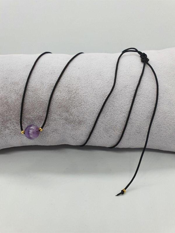 Sertifikalı Ametist Taşı Kolye Ayarlanabilir Orijinal Doğal Taş Çok Fonksiyonlu Kolye - Image 1