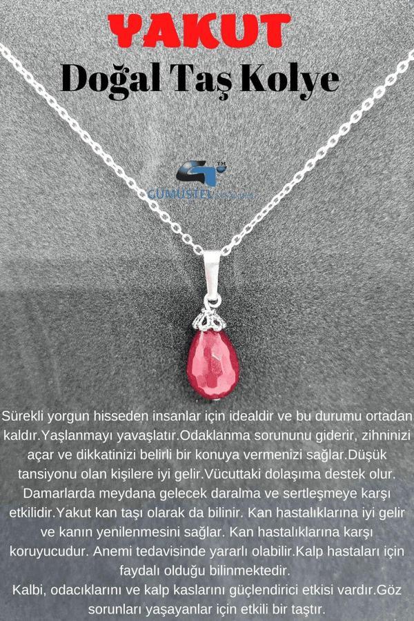 Yakut Doğal Taş Kolye Zincir Hediyeli - Image 1