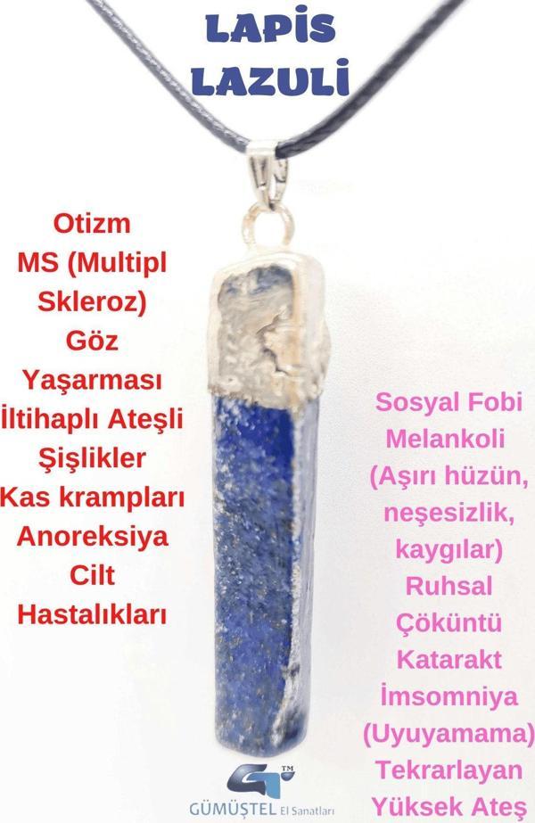 Sertifikalı Doğal Taş Lapis Lazuli Kolye Zincir Hediyeli - Image 1