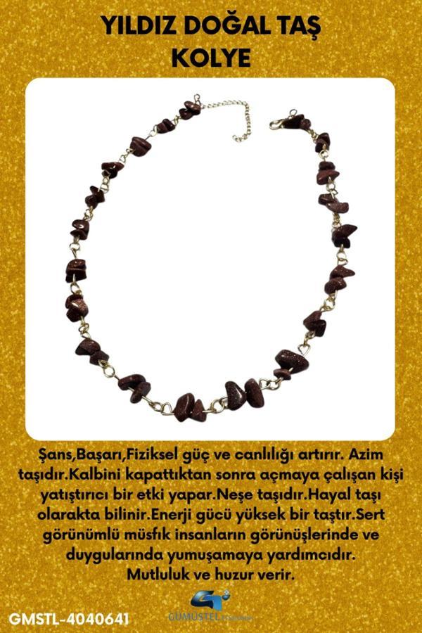 Sertifikalı Yıldız Doğal Taş Özel Tasarım Kolye Kahverengi - Image 1