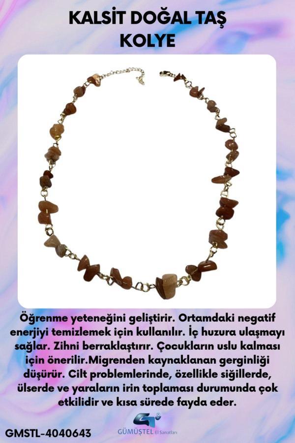 Sertifikalı Kalsit Doğal Taş Özel Tasarım Kolye - Image 1