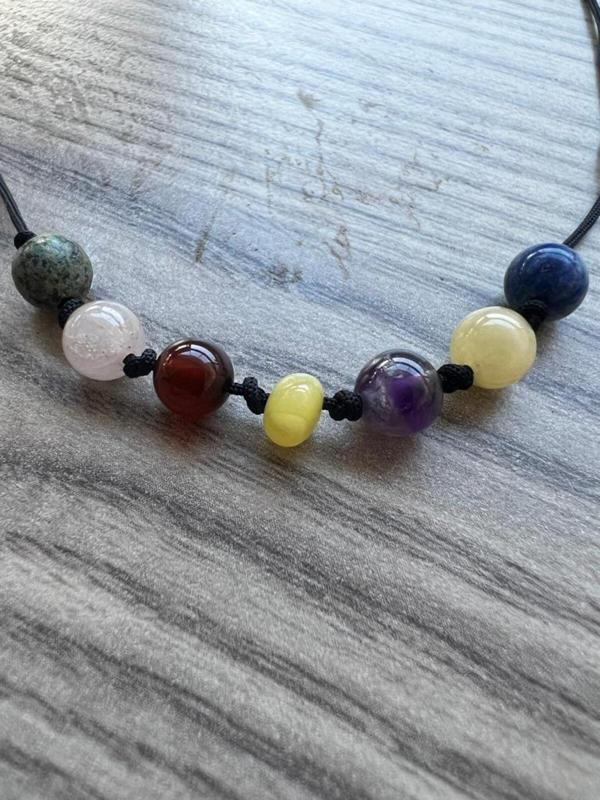 Sertifikalı Öğrenci Doğal Taş Kolye Krizokol, Pembe Kuvars, Akik, Kehribar, Kalsit, Lapis Kolye - Image 1