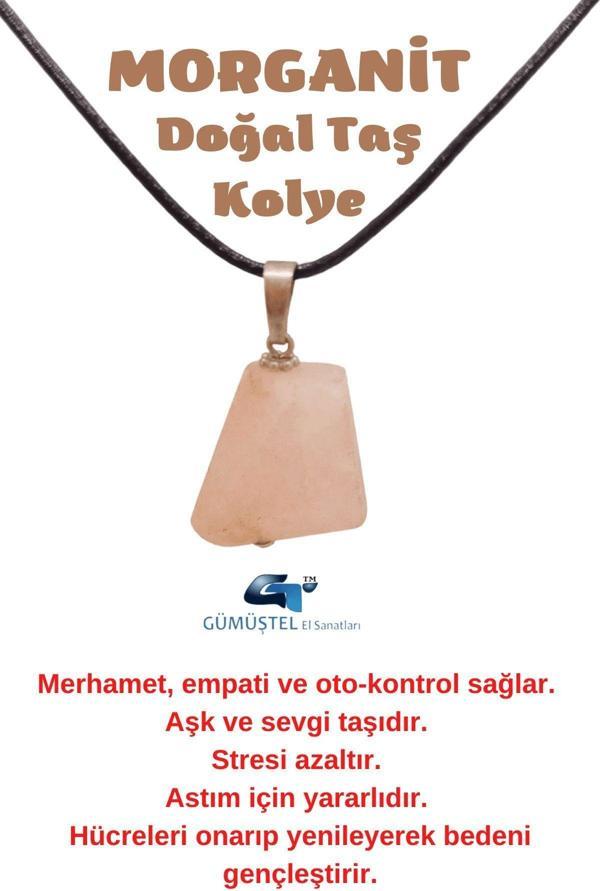 Sertifikalı Morganit Doğal Taş Kolye Zincir Hediyeli - Image 1