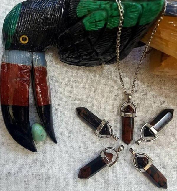 Sertifikalı Obsidyen Doğal Taş Pandül Kolye - Image 1