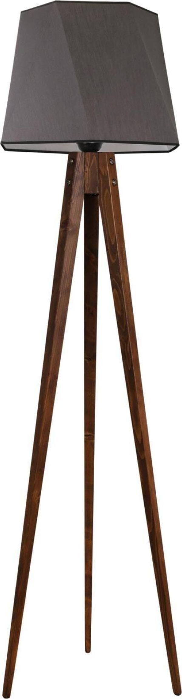 Lumexx Tripod Lambader Ceviz Altıgen Koyu Gri Abajurlu - Image 1