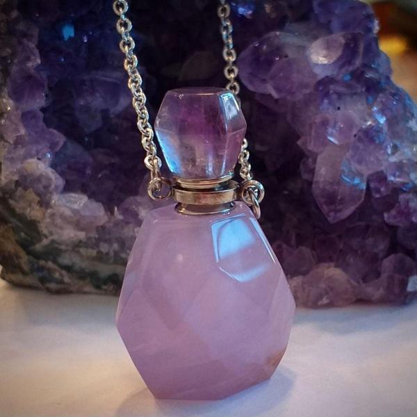 Sertifikalı Ametist Doğal Taş Parfüm Şişe Tasarımlı Kolye Aaa Kalite - Image 1