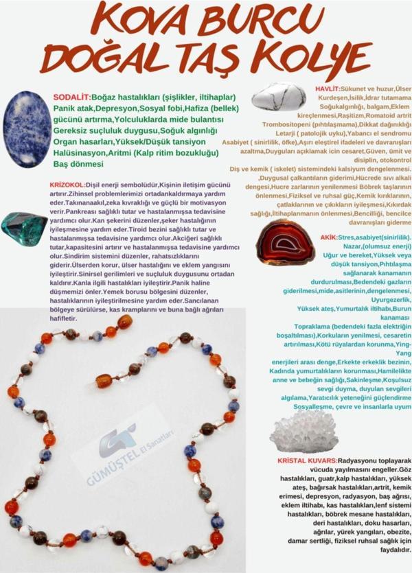 Sertifikalı Özel Tasarım Kova Burcu Kolye Sodalit Krizokol Havlit Akik Kristal Kuvars - Image 1