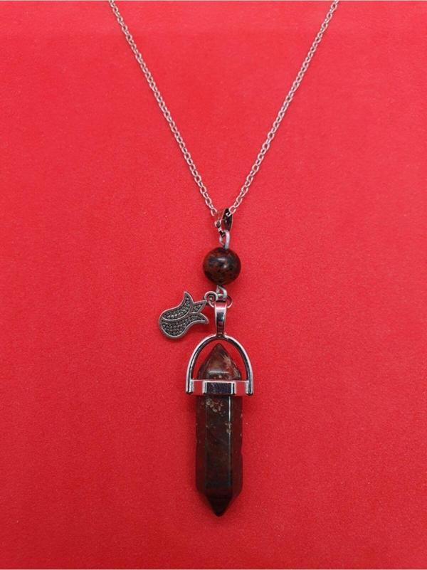 Sertifikalı Jasper Taşı Pandül Lale Kolye Doğal Taş Özel Tasarım Model - Image 1