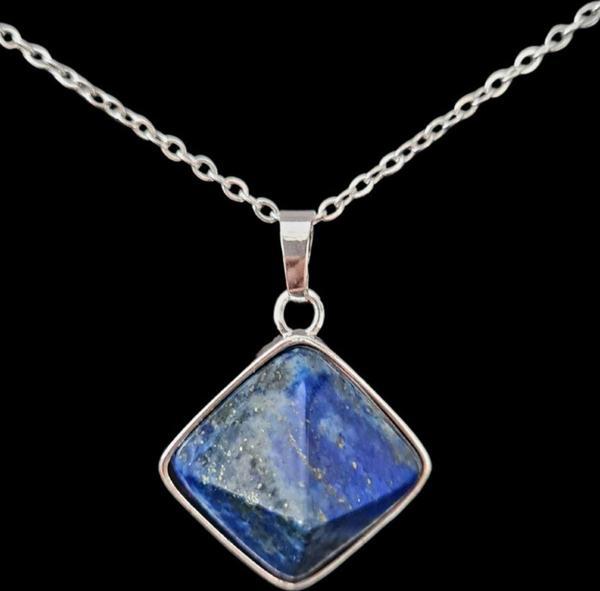 Sertifikalı Lapis Lazuli Doğal Taş Kolye Piramit Özel Kesim Aaa Kalite - Image 1