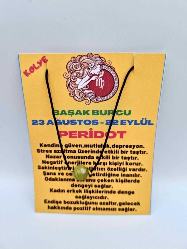 Sertifikalı Başak Burcu Peridot Taşı Doğal Taş Kolye - Image 1
