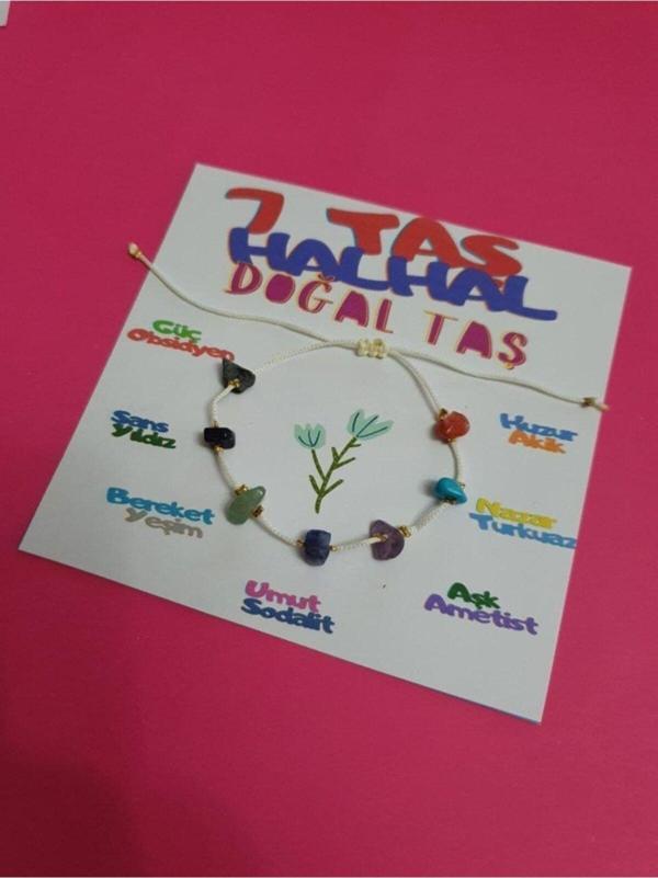 Sertifikalı 7 Taş Halhal Doğal Taş Ip Halhal - Image 1