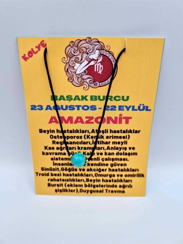 Sertifikalı Başak Burcu Amazonit Taşı Doğal Taş Kolye - Image 1