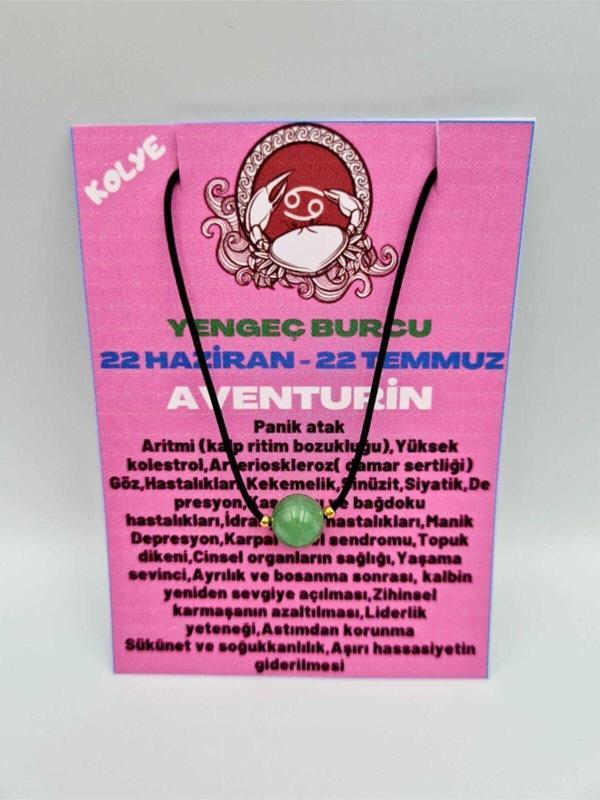 Sertifikalı Yengeç Burcu Aventurin Taşı Doğal Taş Kolye - Image 1