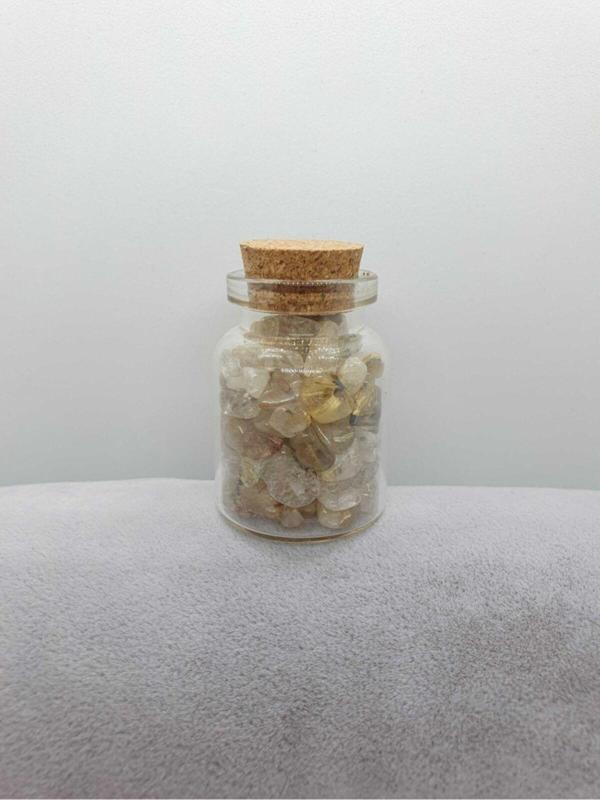 Sertifikalı Tüp Şişelerde Kırık Doğal Taşlar Rutil Kuvars Taşı Delikli 5x3cm Büyük Boy - Image 1
