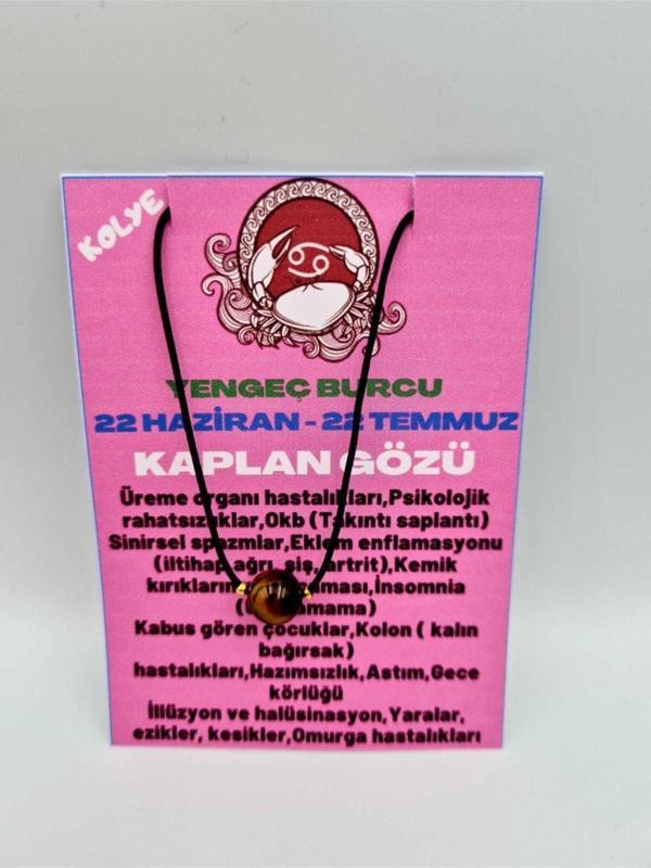 Sertifikalı Yengeç Burcu Kaplan Gözü Taşı Doğal Taş Kolye - Image 1