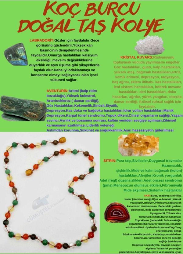Sertifikalı Özel Tasarım Koç Burcu Kolye Labradorit Kristal Kuvars Aventurin Sitrin Akik - Image 1