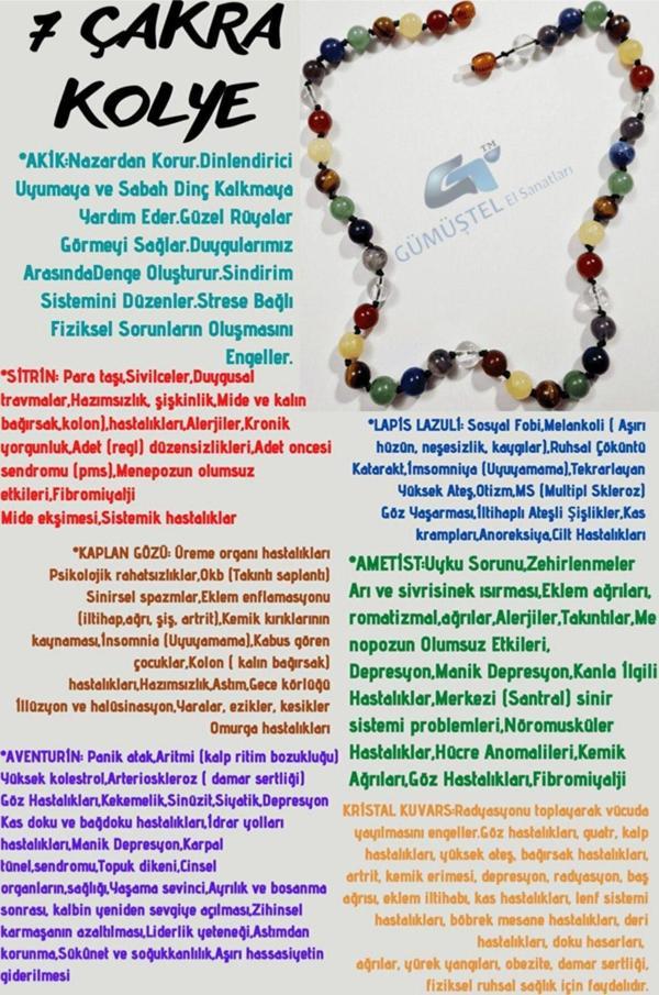 Doğal Taş 7 Çakra Tasarım Kolye Aaa Kalite Akik Sitrin Kaplan Gözü Aventurin Lapis Ametist Kuvars - Image 1