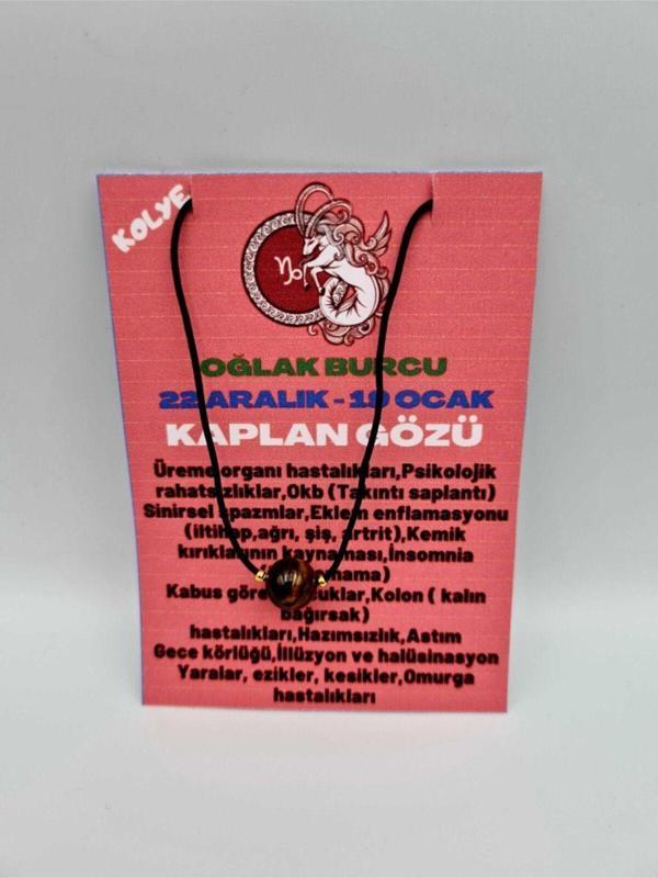 Sertifikalı Oğlak Burcu Kaplan Gözü Taşı Doğal Taş Kolye - Image 1