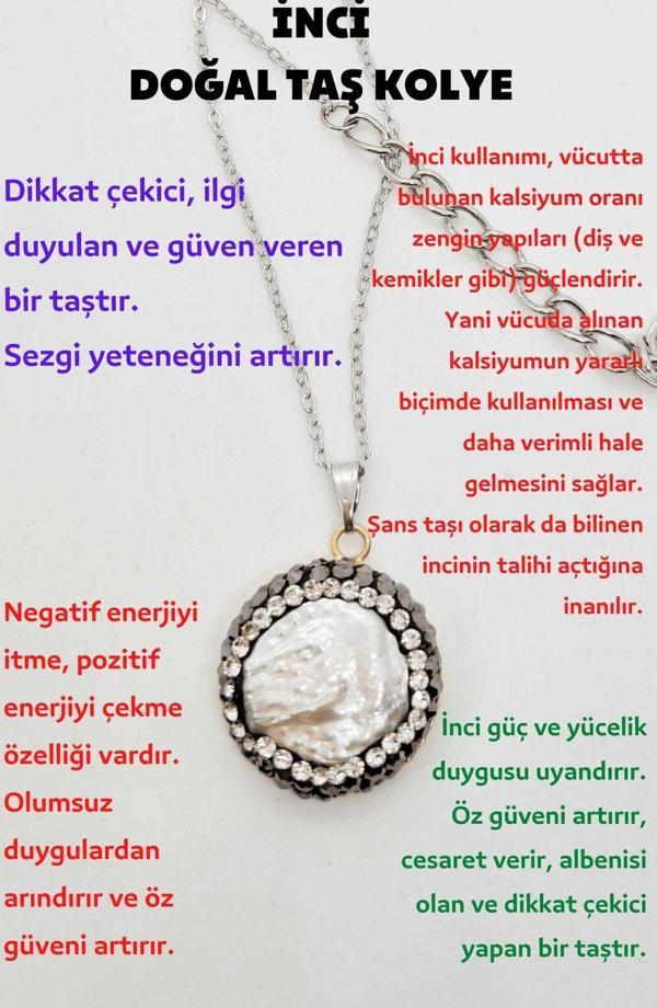 Sertifikalı Doğal Inci Kolye Zirkon Taş Işlemeli Özgüven Cesaret Güven - Image 1