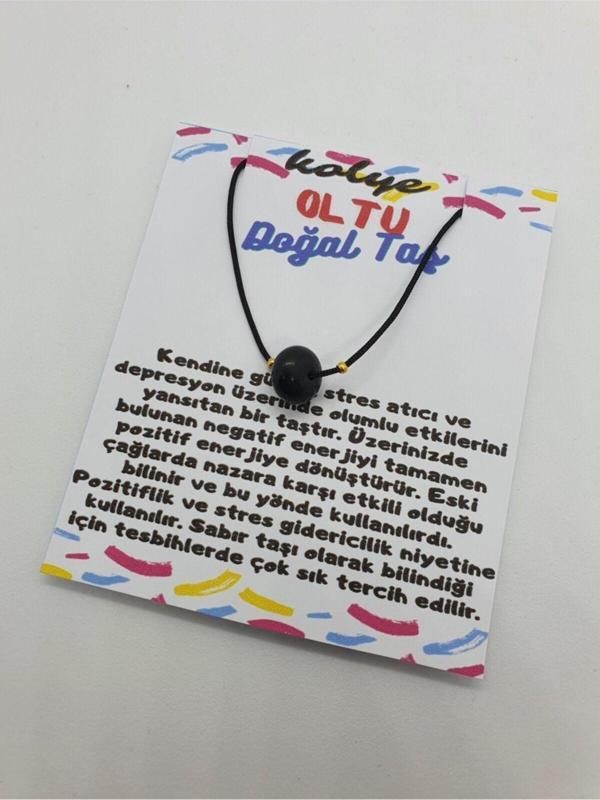 Sertifikalı Oltu Taşı Kolye Ayarlanabilir Orijinal Doğal Taş Çok Fonksiyonlu Kolye - Image 1