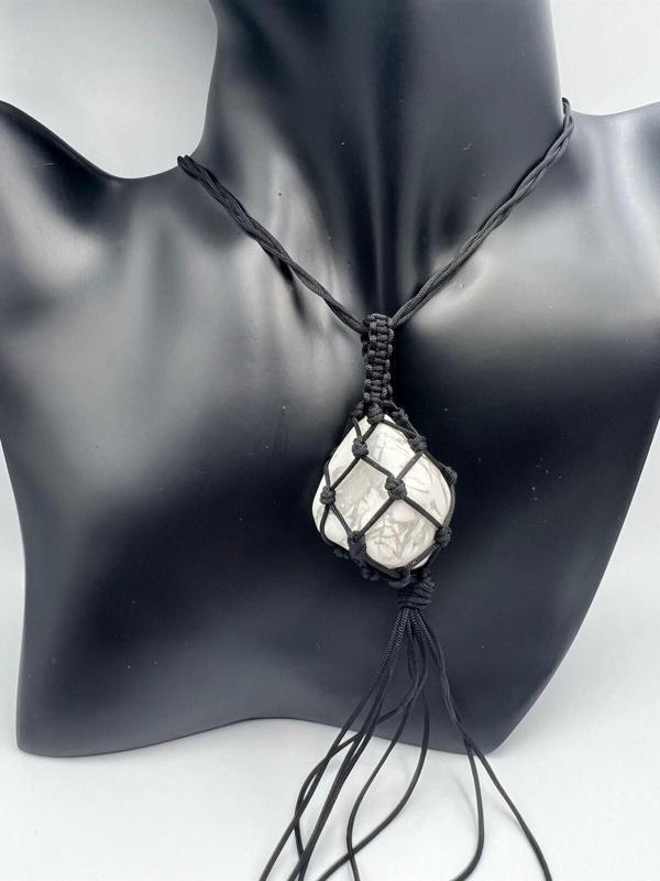 Sertifikalı Havlit Doğal Taş Tasarım Kolye El Yapımı Örgü Model Aaa Kalite - Image 1