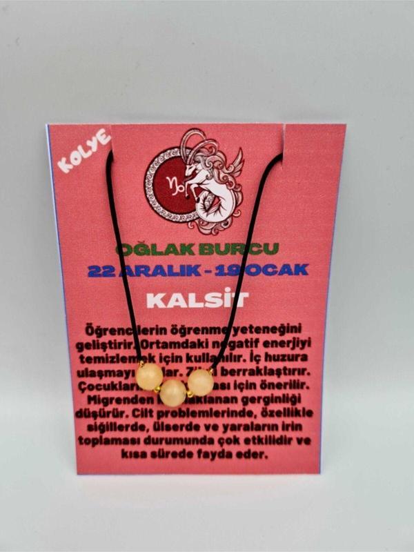 Sertifikalı Oğlak Burcu Kalsit Taşı Doğal Taş Kolye - Image 1