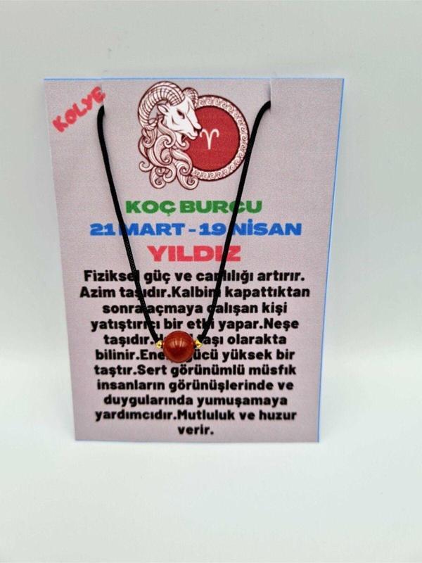 Sertifikalı Koç Burcu Yıldız Taşı Doğal Taş Kolye - Image 1