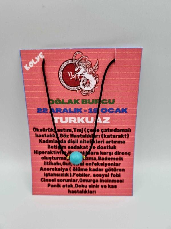 Sertifikalı Oğlak Burcu Turkuaz Taşı Doğal Taş Kolye - Image 1