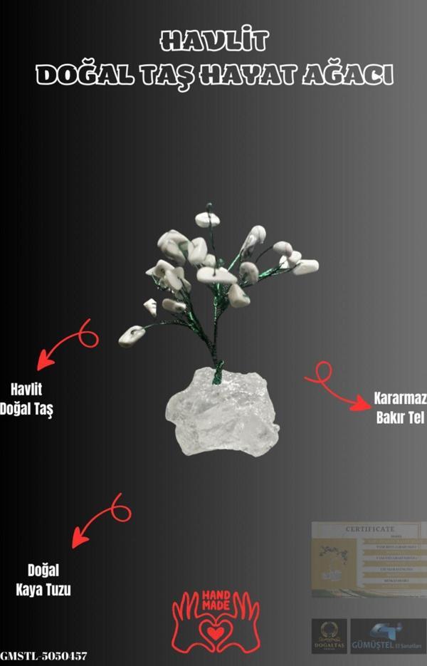Sertifikalı Doğal Taş Havlit Taşı Dekoratif El Yapımı Ağaç - Image 1