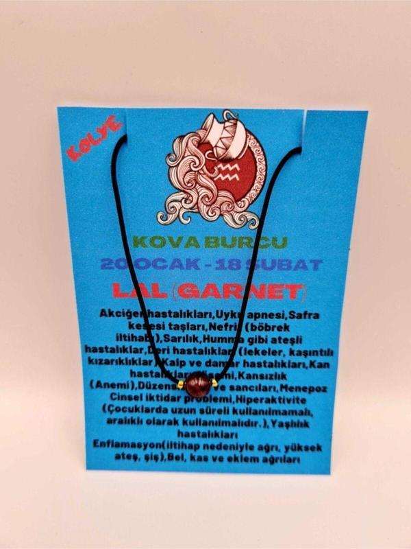 Sertifikalı Kova Burcu Lal (GARNET) Taşı Doğal Taş Kolye - Image 1