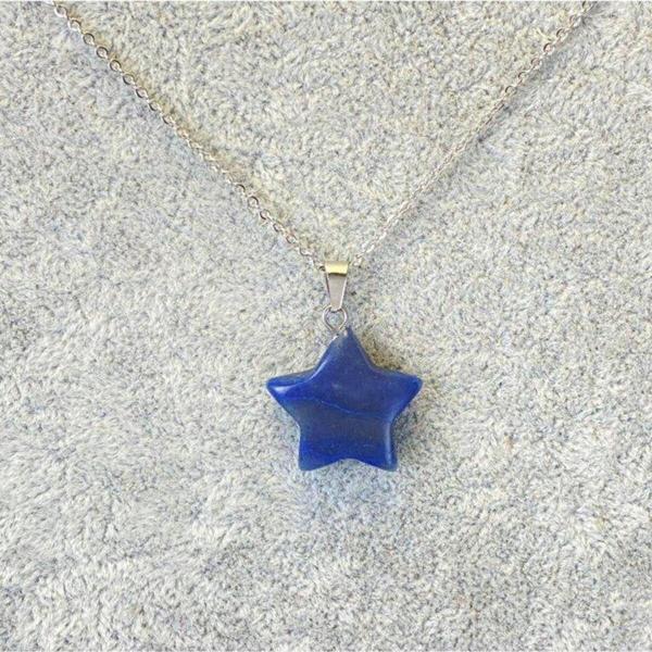 Sertifikalı Lapis Lazuli Doğal Taş Yıldız Kesim Kolye - Image 1