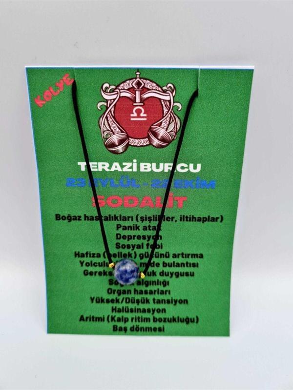 Sertifikalı Terazi Burcu Sodalit Taşı Doğal Taş Kolye - Image 1
