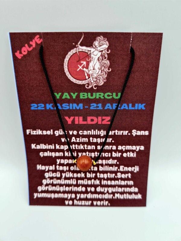 Sertifikalı Yay Burcu Yıldız Taşı Doğal Taş Kolye - Image 1